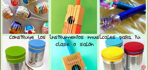 instrumentos musicales materiales reciclados collage