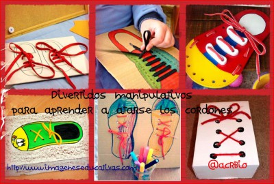 manipulativos para aprender a atarse los cordones Collage