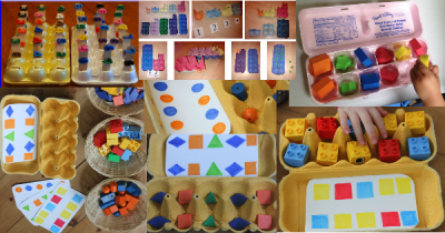 hueveras de carton y conceptos preescolar e infantil