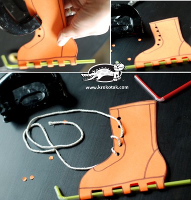 Manualidad Patines sobre hielo cordones