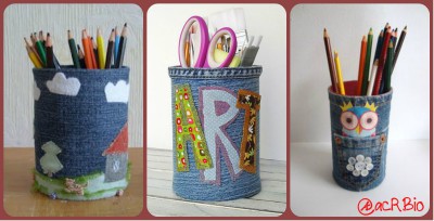 Portalapices con Jeans Collage