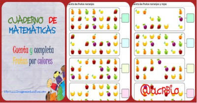 CUADERNO DE MATEMÁTICAS CUENTA FRUTAS POR COLORE PORTADA
