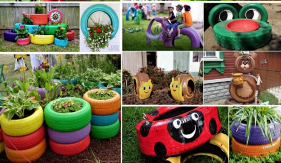Decoramos el patio nuestro colegio reciclando neumáticos Jardin Reciclados idées