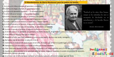 19 Mandamientos de María Montessori para los padres de familia