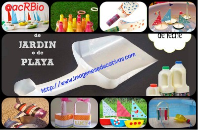 Juguetes reciclados para la playa y el jardín collage