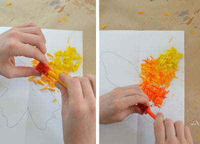 Mariposas de papel con ceras y crayones reciclados (2.5)