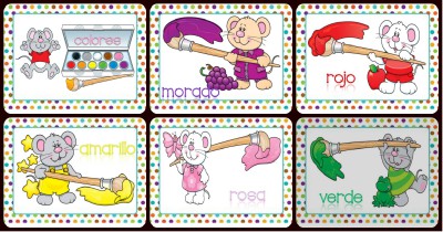 Tarjetas aprendemos los colores con en ratón Colorín Portada