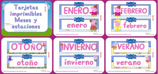 Tarjetas imprimibles Meses y estaciones Peppa Pig portada