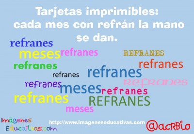 Tarjetas imprimibles cada mes con refrán la mano se dan. (1)