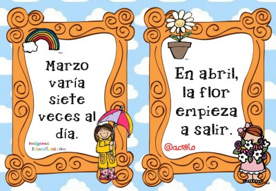 Tarjetas imprimibles cada mes con refrán la mano se dan. (4)