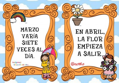 Tarjetas imprimibles cada mes con refrán la mano se dan. (5)