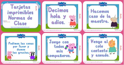 Tarjetas normas de clase Peppa Pig Portada