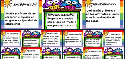 Tarjetas para decorar. Valores en el aula