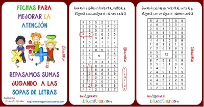 Sopas de Numeros Repasamos la suma Portada
