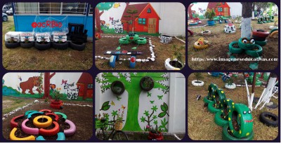 Decoramos nuestro patio con neumáticos y materiales reciclados portada