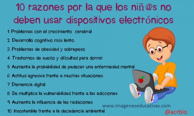 10 razones por la que los niñ@s no deben usar dispositivos electrónicos