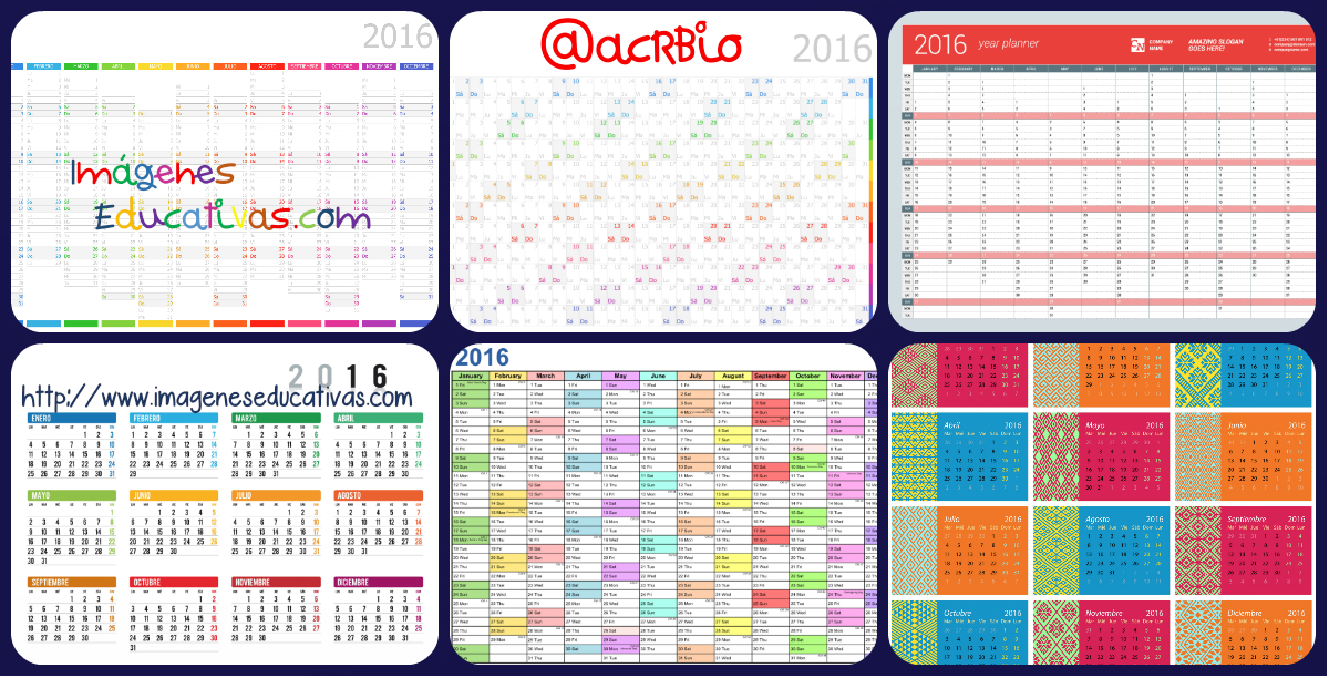 formatos de calendarios