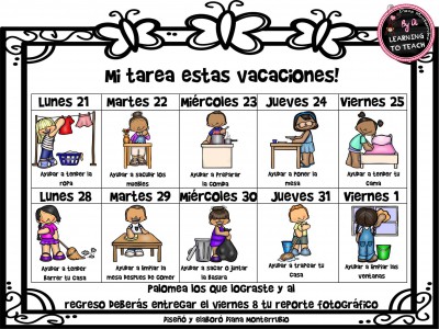 Cuadro tareas vacaciones