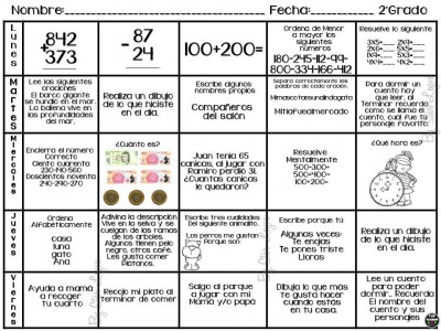 Semanario matemático diferentes grados, actividades de refuerzo (4)