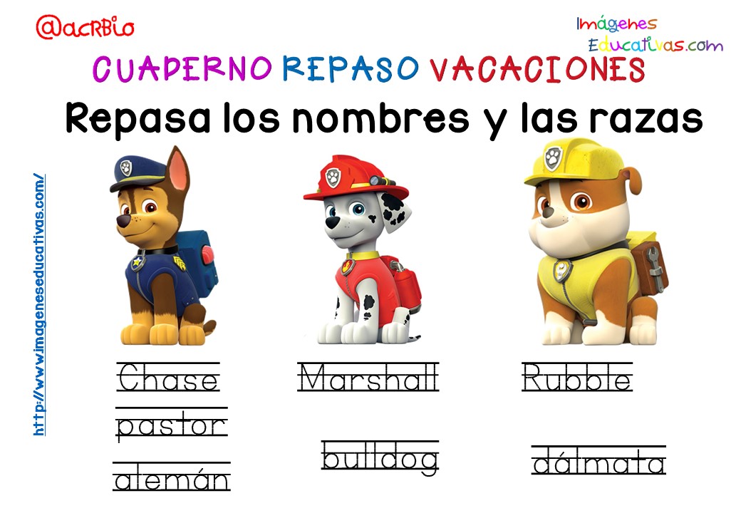 Cuderno de repaso para vacaciones Patrulla Canina (11)