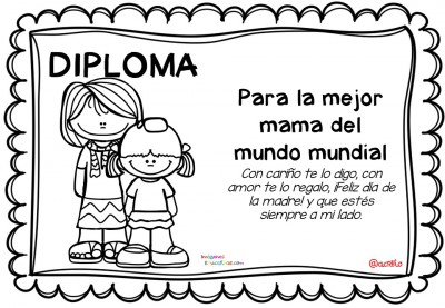 Diplomas para colorear del día de las madres. 10 de Mayo (1)