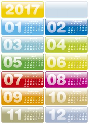 Colorful Calendar for Year 2017, in vector format.