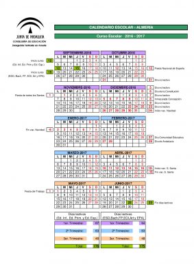 Calendario escolares 2016-2017  Almería