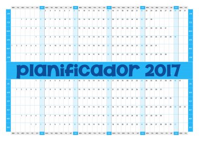 Yearly Wall Calendar Planner Template for 2017 Year. Vector Design Print Template. Week Starts Monday