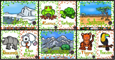 Tarjetas De Animales De Zoológico Y Hábitats PORTADA