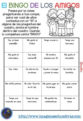 Actividad para los primeros días de clase “El BINGO DE LOS AMIGOS” (12)