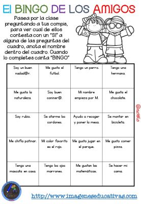 Actividad para los primeros días de clase “El BINGO DE LOS AMIGOS” (13)