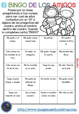 Actividad para los primeros días de clase “El BINGO DE LOS AMIGOS” (15)