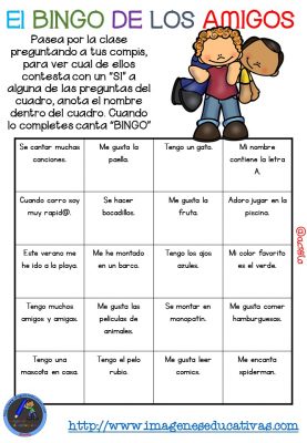 Actividad para los primeros días de clase “El BINGO DE LOS AMIGOS” (2)