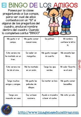 Actividad para los primeros días de clase “El BINGO DE LOS AMIGOS” (3)