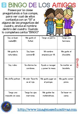 Actividad para los primeros días de clase “El BINGO DE LOS AMIGOS” (4)