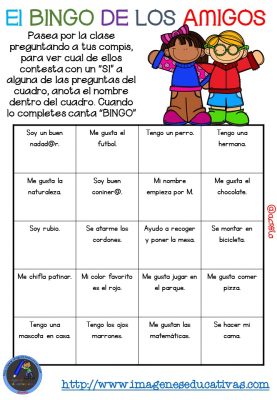 Actividad para los primeros días de clase “El BINGO DE LOS AMIGOS” (5)