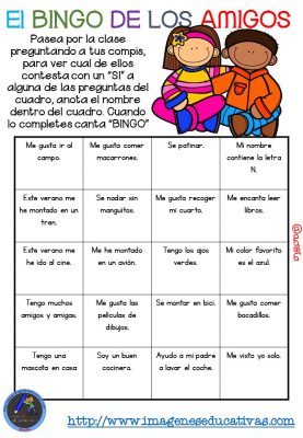 Actividad para los primeros días de clase “El BINGO DE LOS AMIGOS” (7)