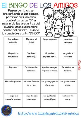 Actividad para los primeros días de clase “El BINGO DE LOS AMIGOS” (9)