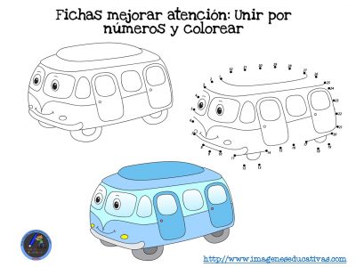 Fichas mejorar atención Unir por números y colorear (2)