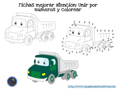 Fichas mejorar atención Unir por números y colorear (3)