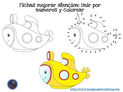 Fichas mejorar atención Unir por números y colorear (5)