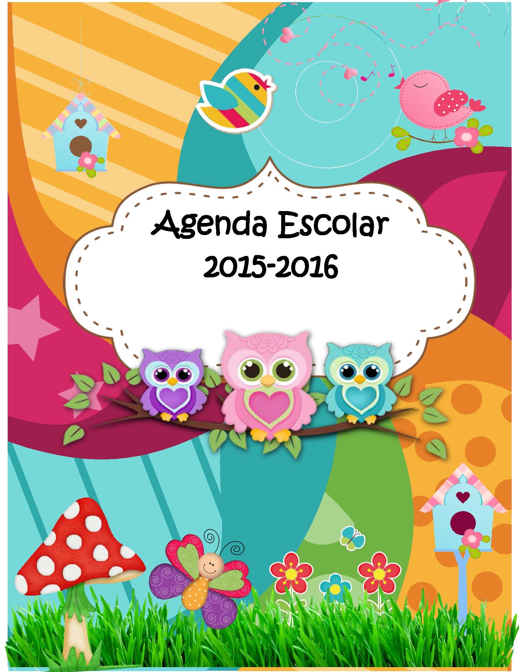 Agenda curso 2015-2016. Motivo Búhos (1) – Imagenes Educativas