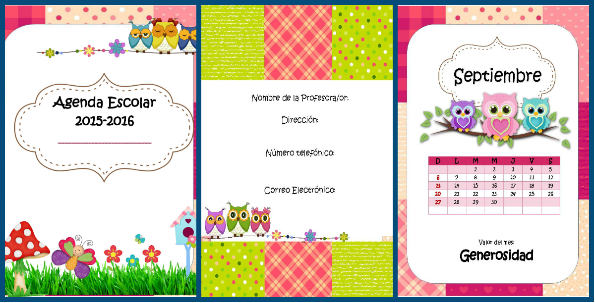 Nueva Agenda Curso 2015-2016. Motivos Tartanes Escoceses. Formatos  editables. Incluimos versión para España – Imagenes Educativas