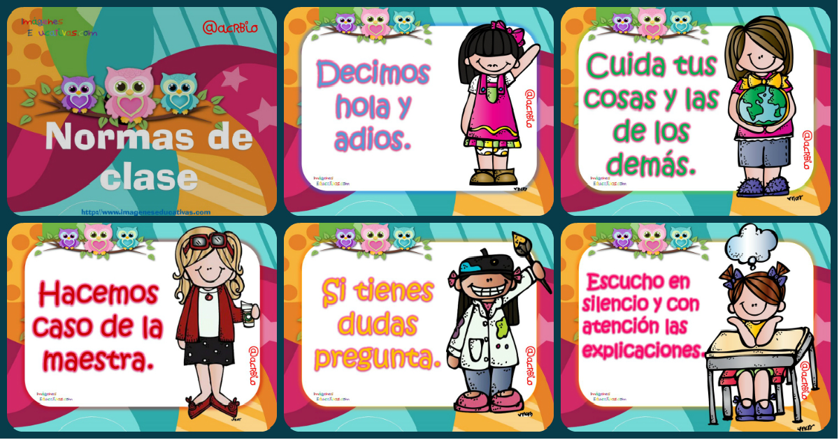 Normas de comportamiento en el aula y salón. Imprimibles motivo Búhos ...