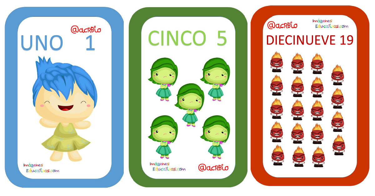 Tarjetas Números Del 1 20 Motivos “inside Out” Listas Para Imprimir