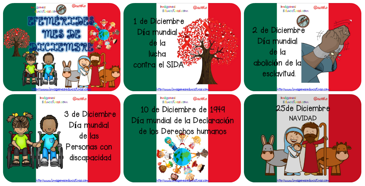 Efemérides Mes de Diciembre Fondo Mexico Portada – Imagenes Educativas