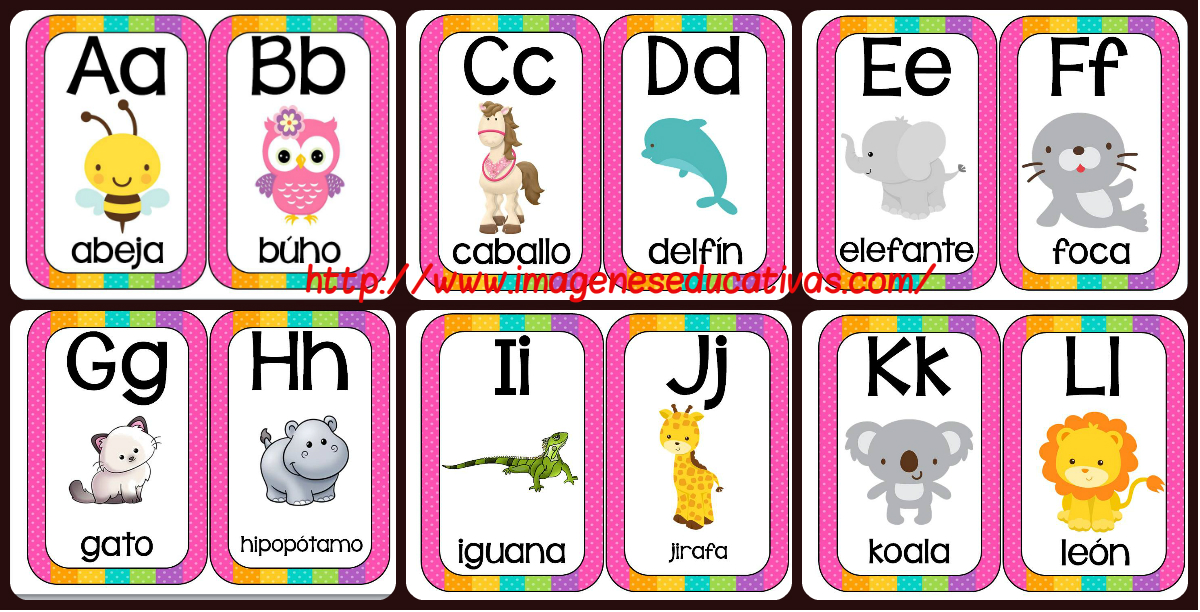 Tarjetitas a todo color: Las letras del abecedario