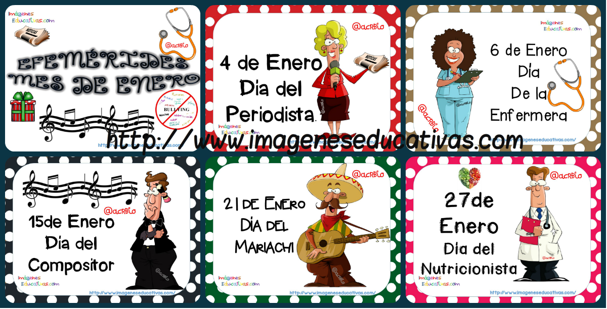 Efemérides mes de enero, diferentes formatos – Imagenes Educativas