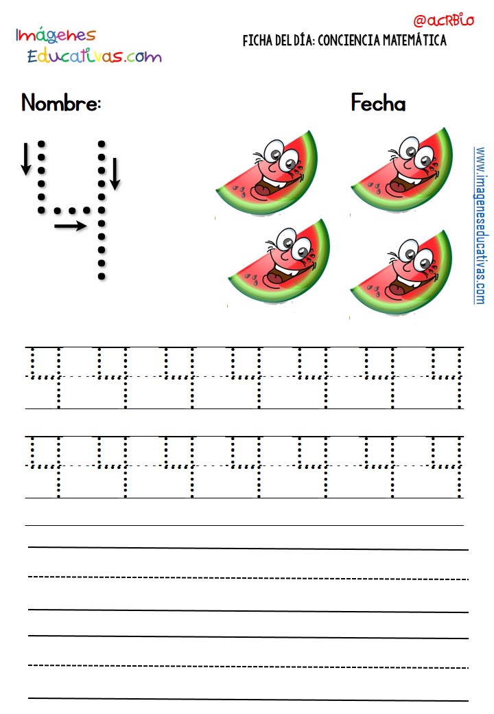 Fichas para trabajar los números (4) - Imagenes Educativas