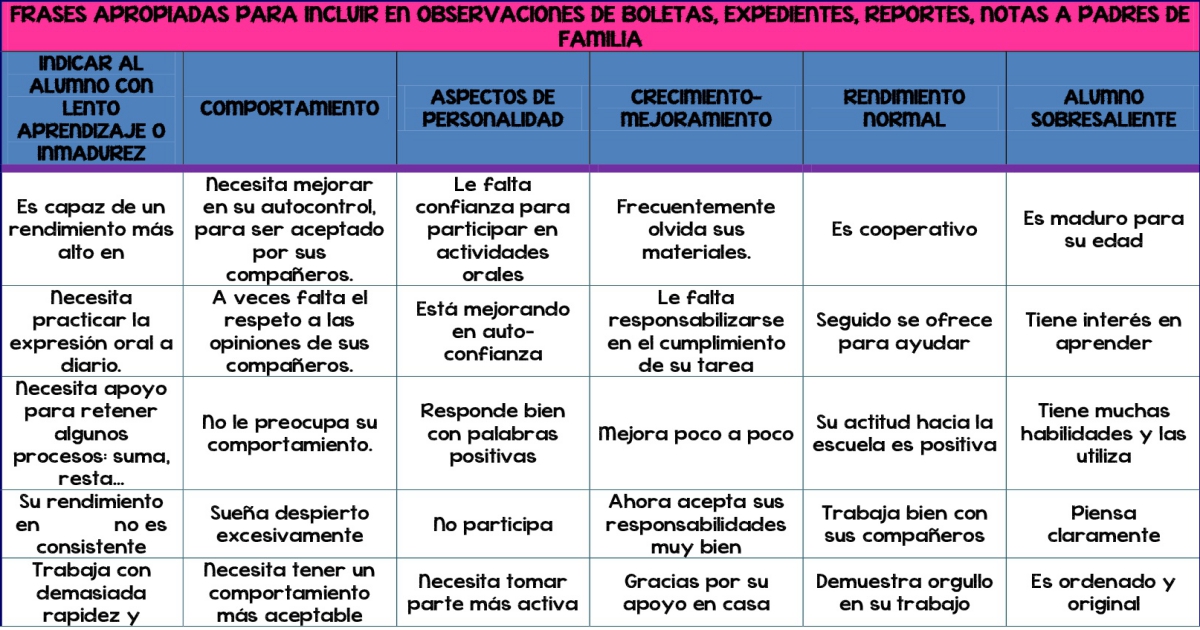 Frases Apropiadas Para Incluir En Observaciones De Boletas Expedientes